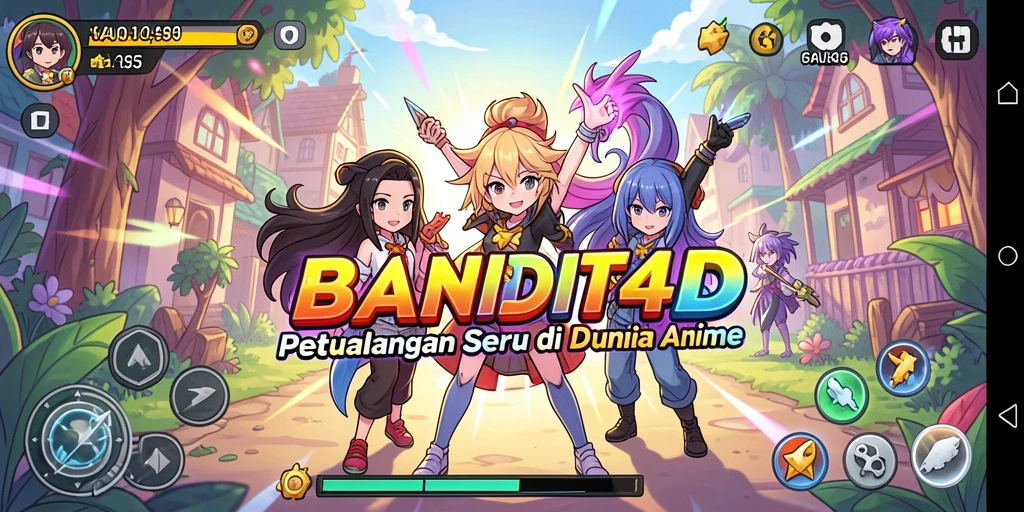 Screenshot menunjukkan aksi bertempur dalam game Anime BANDIT4D.