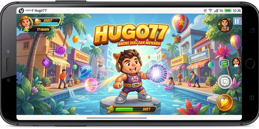 Tampilan gameplay HUGO77 yang penuh aksi dan tantangan.