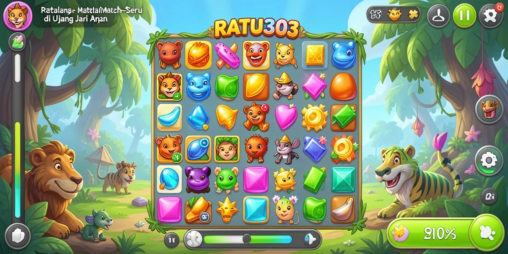 Screenshot gameplay menampilkan aksi mencocokkan permata di RATU303.