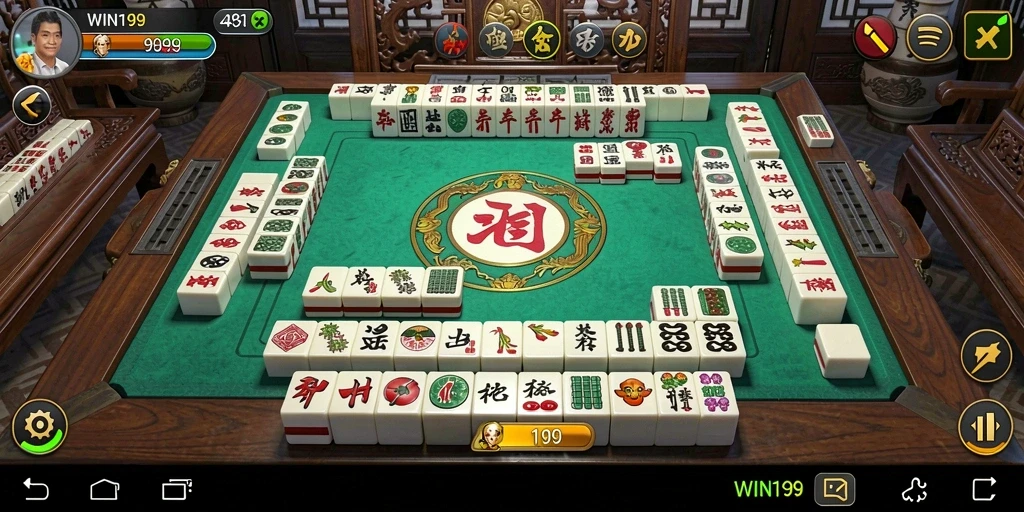 Screenshot permainan WIN199 menampilkan suasana Mahjong yang menarik.